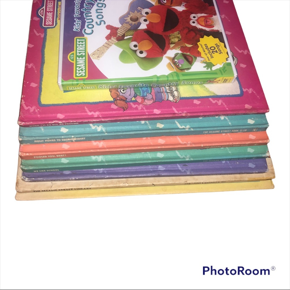 Vintage 1980s Sesame Street Book Club Lot 7 Hardcover Jim Henson Muppets & DVD